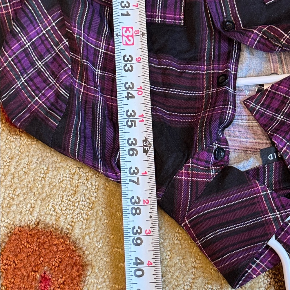 TORRID: Purple Plaid Mini Challis Button-Front Shirt Dress - Picture 10 of 10